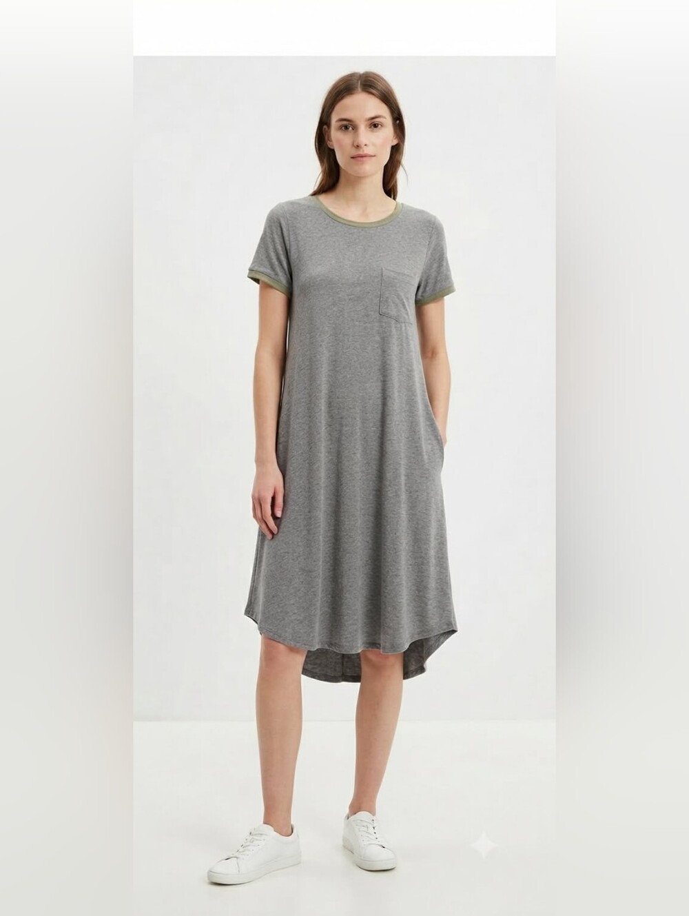 LuLaRoe Dress CARLY Gray Short Sleeve  Size Small